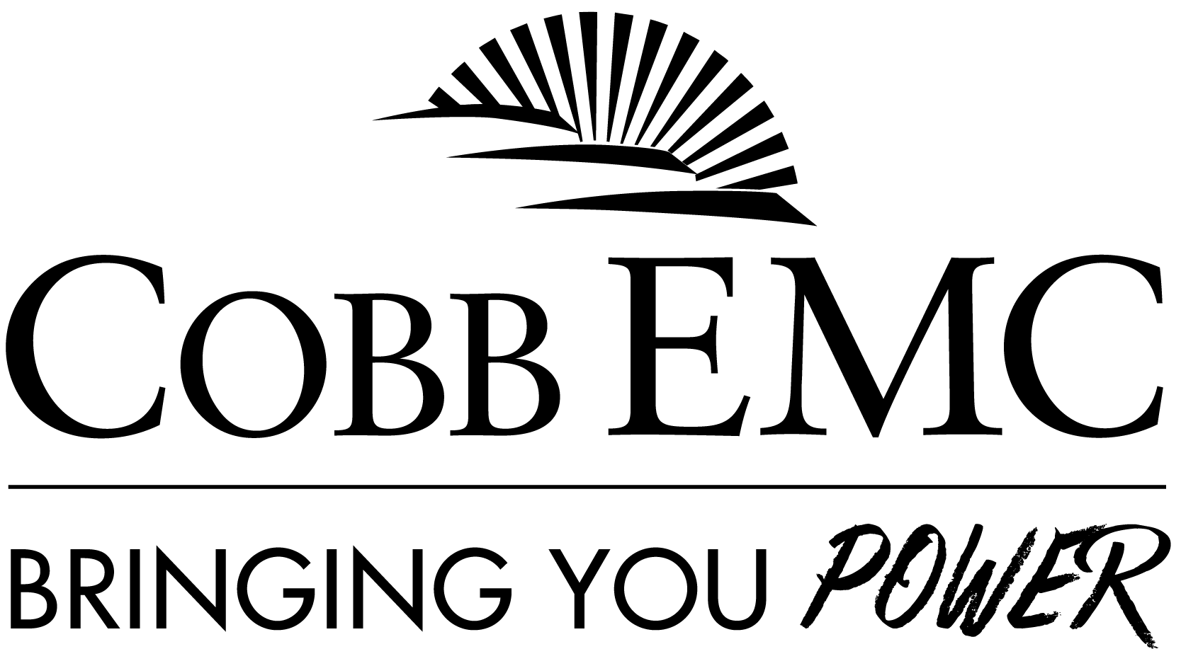 COBB EMC BRINGING YOU POWER black and white sunrise logo