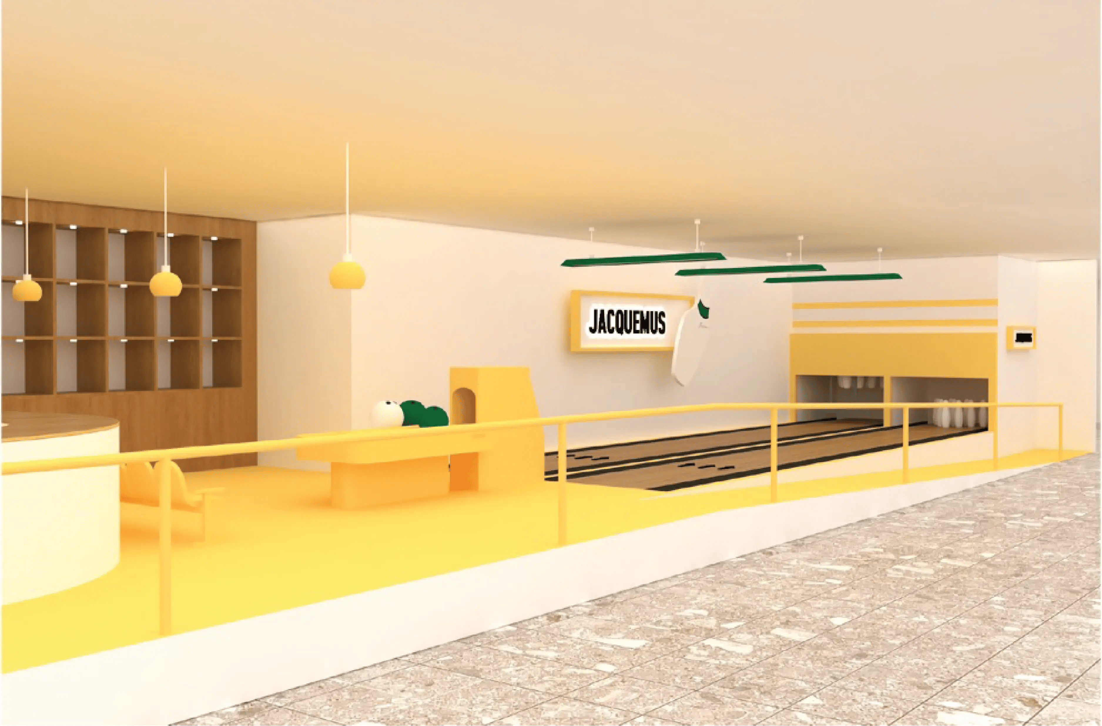 Jacquemus x Neiman Marcus Bowling Alley Rendering