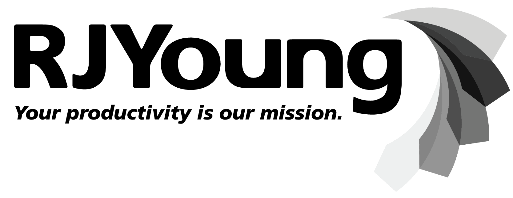 RJ Young Your productivity is our mission. black and white logo