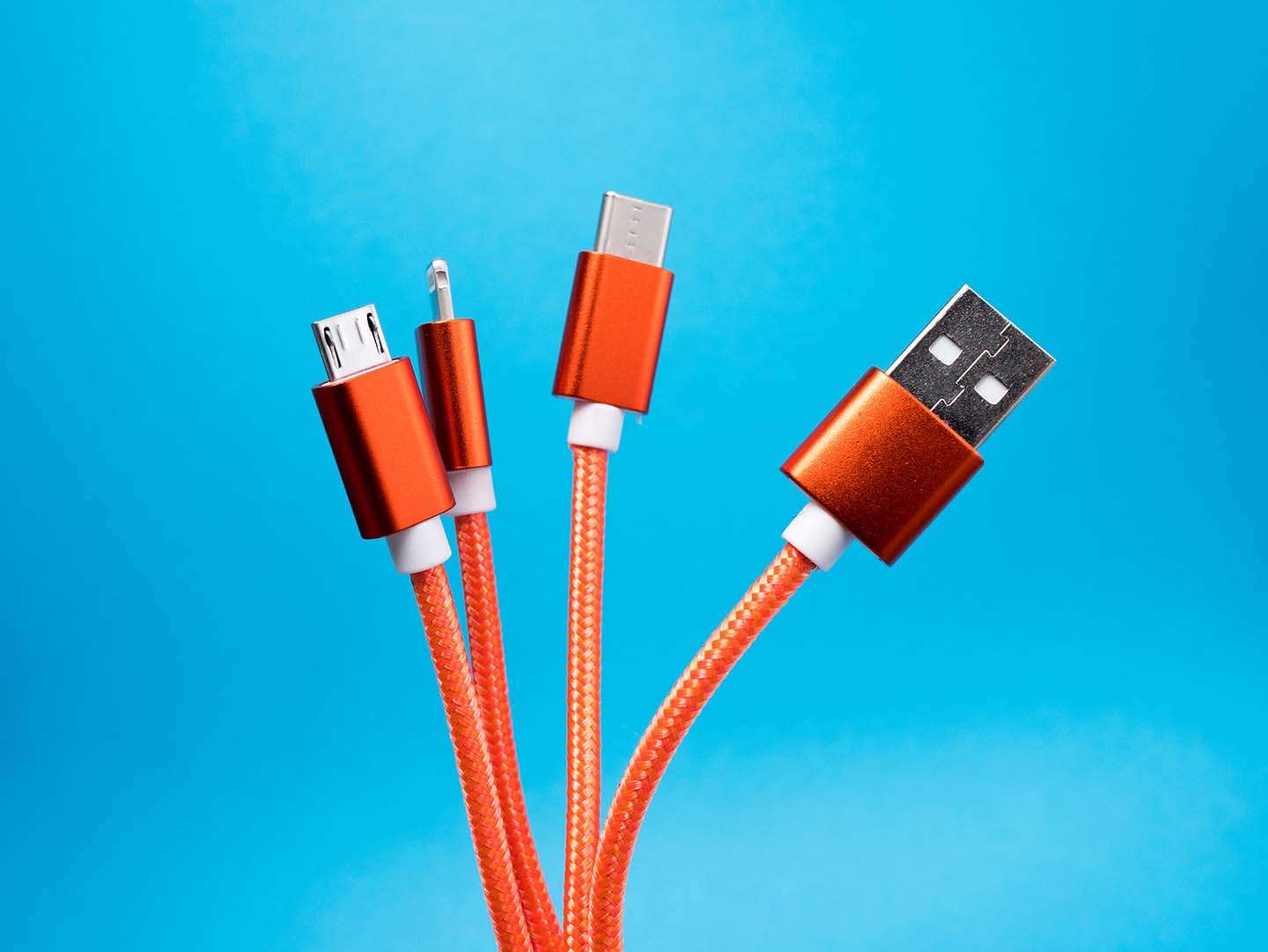 Orange charger cord promotional item.