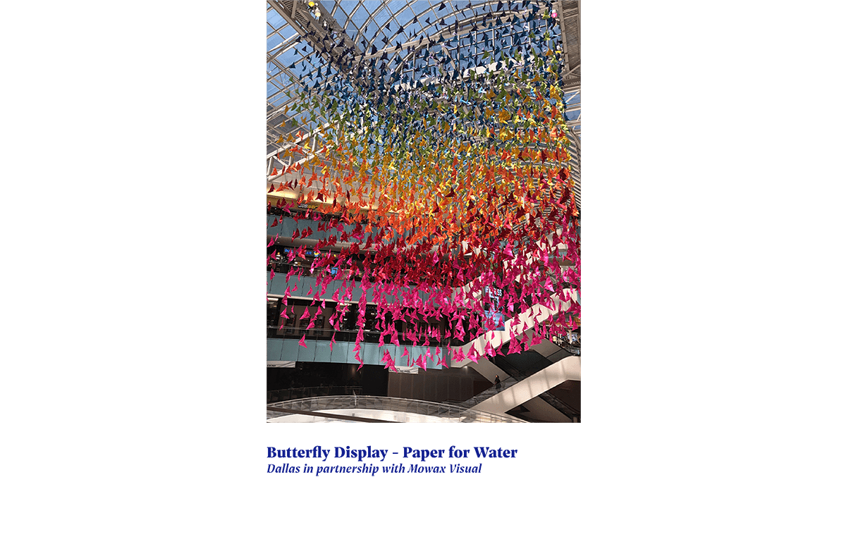 butterfly display in mall atrium rainbow butterflies hanging from cieling