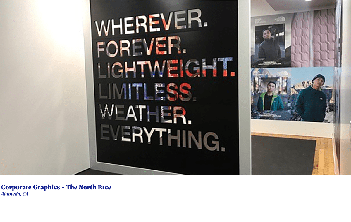 custom install with north face winter gear branding